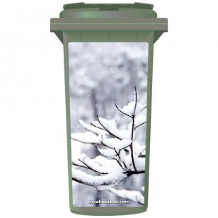 Fresh Snow On A Branch Wheelie Bin Sticker Panel